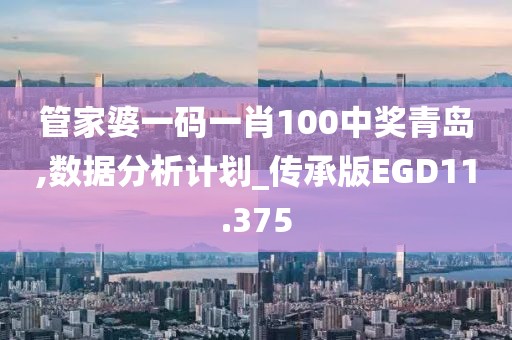 管家婆一码一肖100中奖青岛,数据分析计划_传承版EGD11.375
