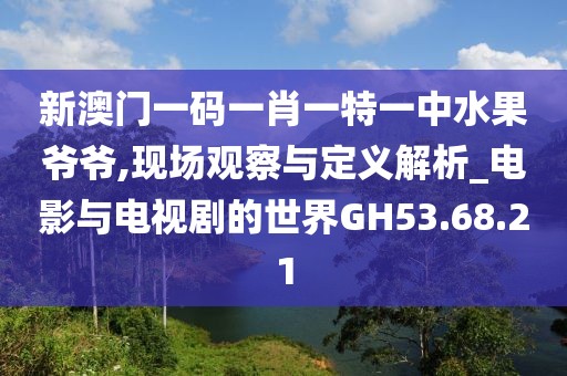 新澳门一码一肖一特一中水果爷爷,现场观察与定义解析_电影与电视剧的世界GH53.68.21