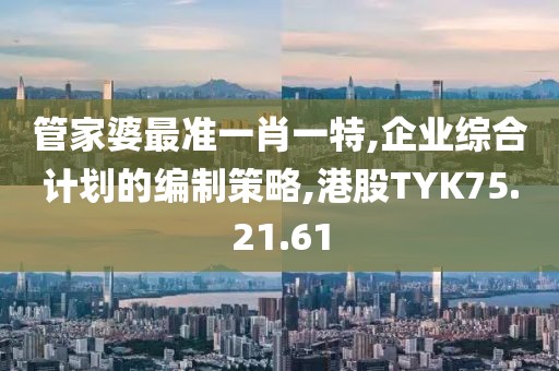 管家婆最准一肖一特,企业综合计划的编制策略,港股TYK75.21.61