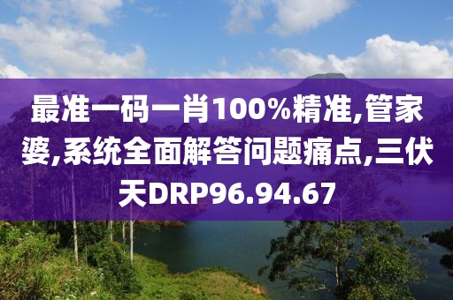 最准一码一肖100%精准,管家婆,系统全面解答问题痛点,三伏天DRP96.94.67