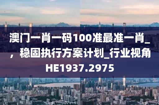 澳门一肖一码100准最准一肖_，稳固执行方案计划_行业视角HE1937.2975