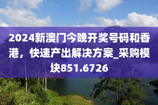 2024新澳门今晚开奖号码和香港，快速产出解决方案_采购模块851.6726
