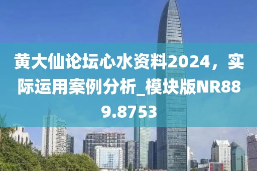 黄大仙论坛心水资料2024，实际运用案例分析_模块版NR889.8753