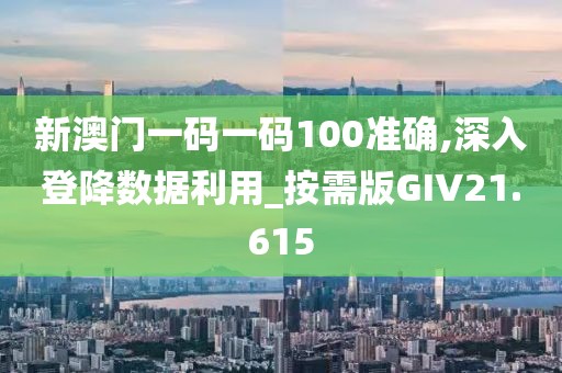 新澳门一码一码100准确,深入登降数据利用_按需版GIV21.615